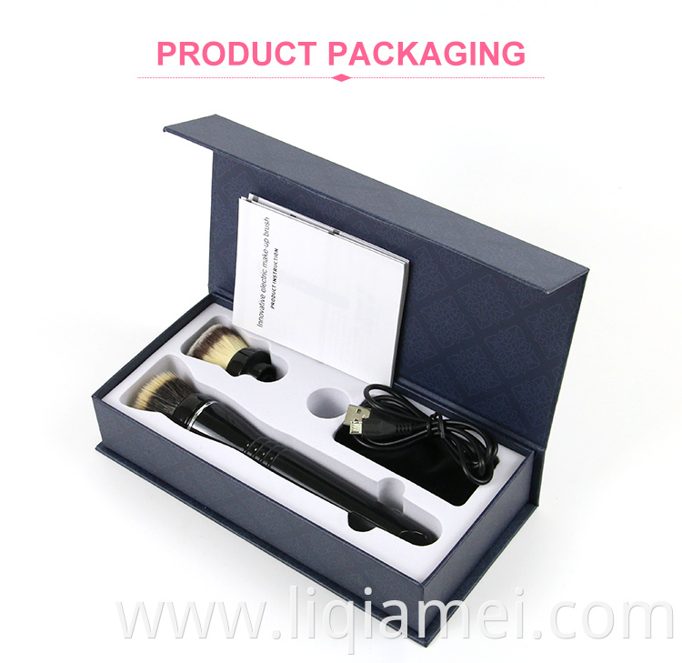 Wholesale luxury rechargeable black round detachable electric rotating cosmetic makeup brush